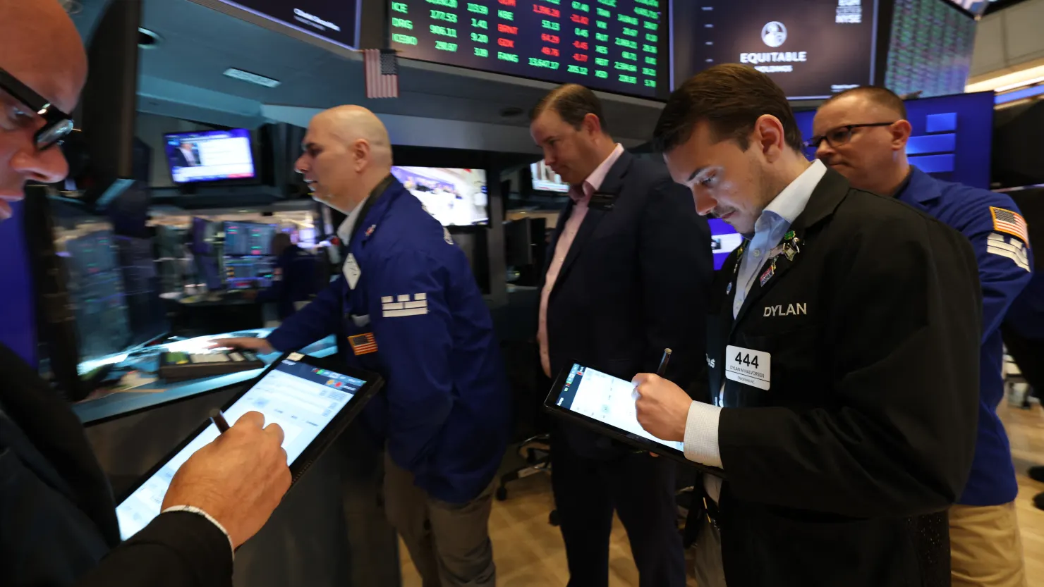 Traders work on the floor of the New York Stock Exchange (NYSE) at the opening bell on May 27, 2025, in New York City. Wall Street shares bounced on May 27, catching up to a European rally after US President Donald Trump delayed huge tariffs on imports from the EU over the long holiday weekend. (Photo by TIMOTHY A. CLARY / AFP) (Photo by TIMOTHY A. CLARY/AFP via Getty Images)          